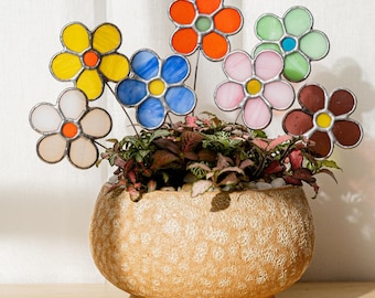 Stained Glass Flower Plant Stake for Living Room and Bedroom Decor F39