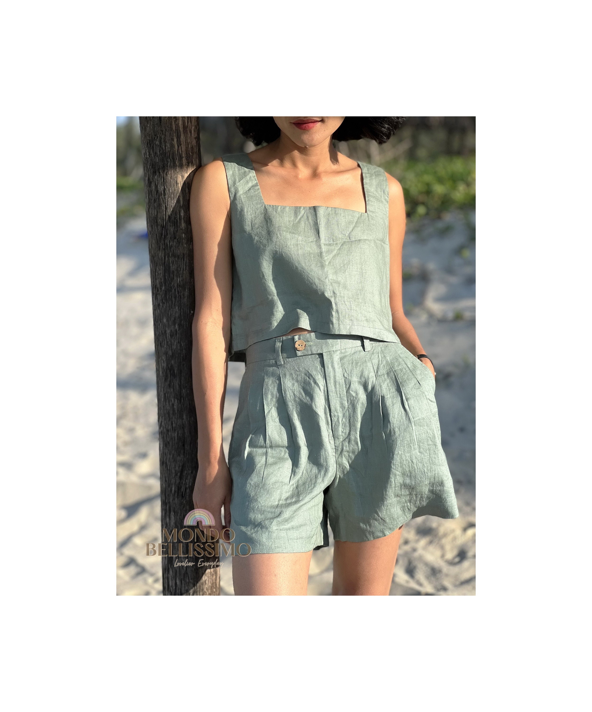 Linen Top and Shorts Summer Linen Set Women Linen Clothes Etsy