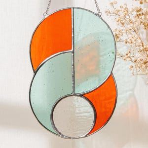 Abstract Stained Glass, Custom Stained Glass, Retro Decor, Window Hanging, Glass Wall Hanging, Glass Suncatcher Art, Home Decor F85