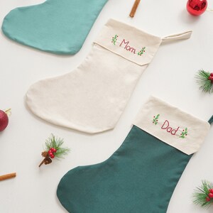 Embroidered Linen Stocking, Christmas Stockings, Linen Stocking, Personalized Gift, Name Stocking, Holiday Stocking, Minimal Stocking X03 image 4