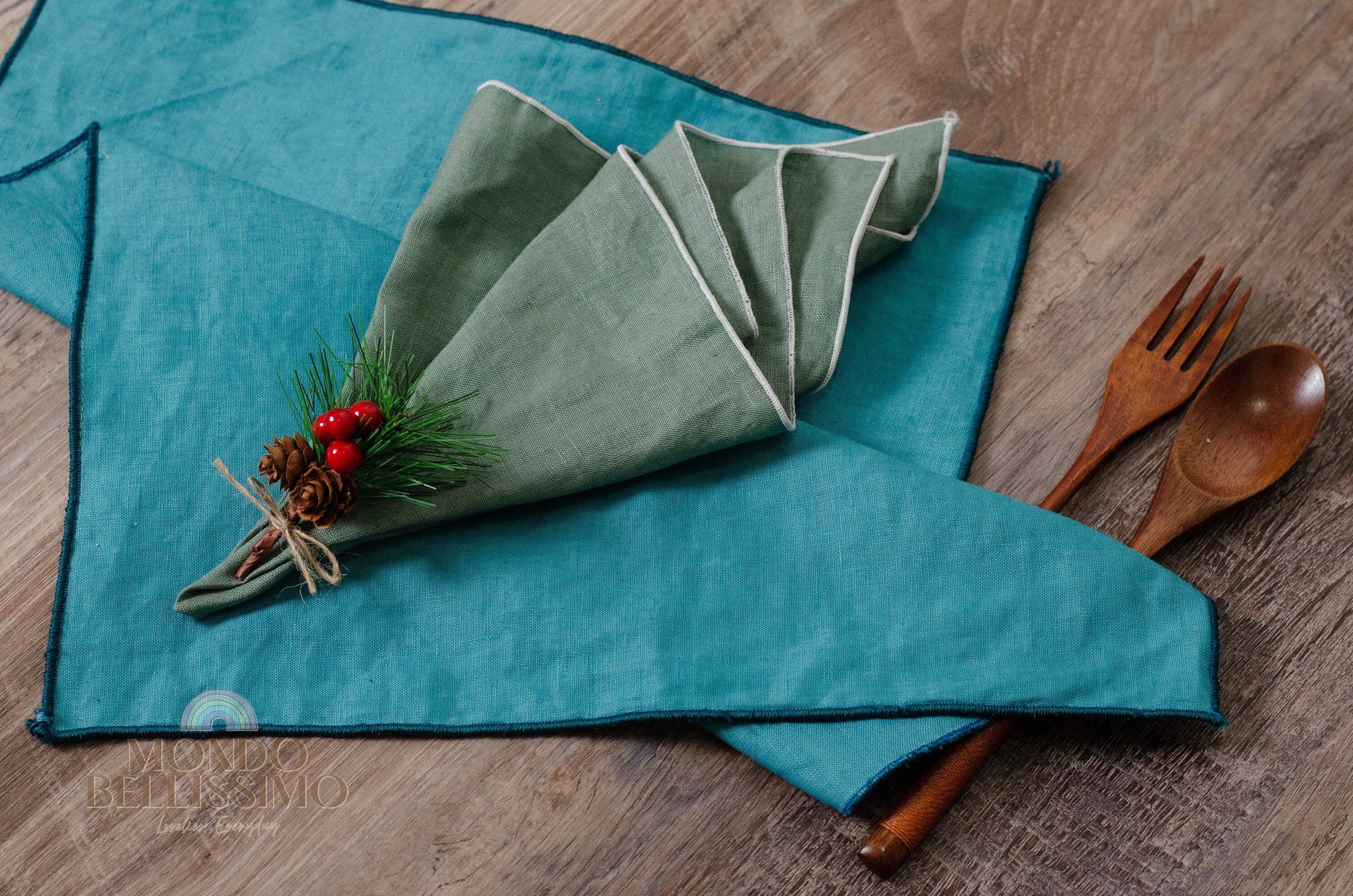 Handmade Linen Placemats Boho Rustic Placemats With Ruffle Etsy
