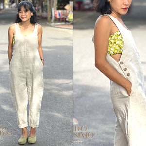 Linen Jumpsuit for Women, Linen Overall, Linen Boho Playsuit, Handmade Linen Summer Jumpsuit, Oversized Linen Romper, Linen Clothing