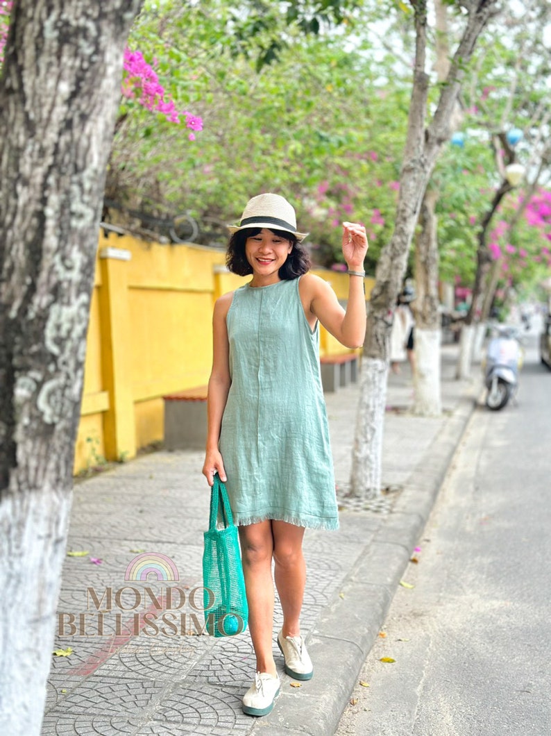 Linen Dress, Simple Dress, Soft Linen Dress, Loose Linen Dress, Sleeveless Dress, Washed Linen Dress, Minimalist Dress, Pure Linen Dress image 8