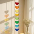 Stained Glass Rainbow Heart Garland for Window Decor F22 product logo