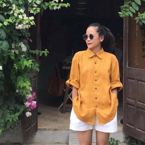 Linen Shirt Women, Classic Loose Linen Shirt, Long Sleeve Casual Linen Blouse, Fall Shirt, Linen Tunic, Button Down Shirt, Fall Clothing