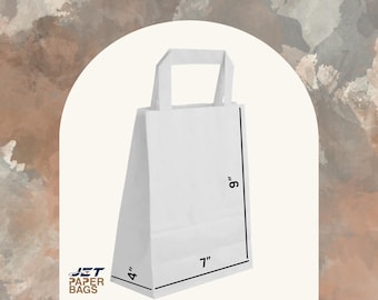 Small White Kraft Paper Bags with Handles (7x4x9)