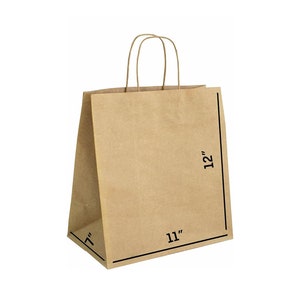 Brown Paper Bags with Twisted Handles, 11x7x12, Ideal for Small Business, Restaurants, Gifts, Party, Weddings, Shoppings, Grocery