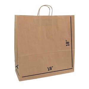 Large Brown Kraft Paper Bags with Twisted Handles (18x7x18)