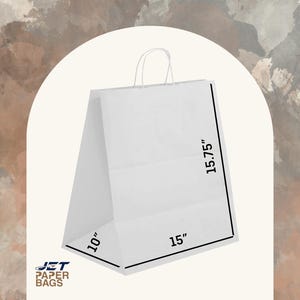 White Kraft Paper Gift Bags with Handles (15x10x15.75)