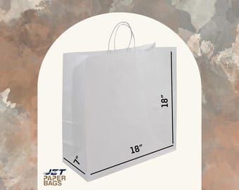 Large White Kraft Paper Bags with Twisted Handles (18x7x18)