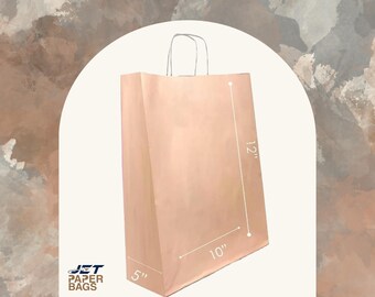 Light Pink Kraft Paper Gift Bag with Twisted Handles (10x5x12)