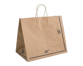 Brown Paper Bags with Twisted Handles, 15x10x12, Ideal for Small Business, Restaurants, Gifts, Party, Weddings, Shoppings, Grocery