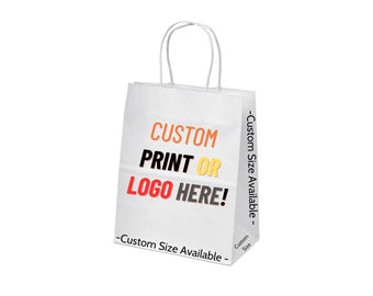 Custom Logo Printing on Brown Kraft Paper Gift and Shopping Bags, Only one-sided Print on Brown Paper Bags