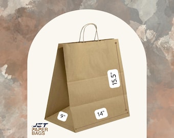 Brown Kraft Paper Bags with Twisted Handles: Party & Wedding Favor Bags (14x9x15.5)