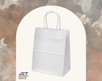 White Kraft Paper Gift Bag with Twisted Handles (8x4x9)