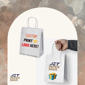 Stampa logo personalizzata su carta kraft marrone regalo e borsa per la spesa / Stampa monofacciale su borsa di carta ecologica / Borsa di carta kraft personalizzata