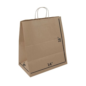 Brown Kraft Paper Bags with Twisted Handles (14x9x16)