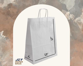 Large White Kraft Paper Bags with Twisted Handles (13x7x17)