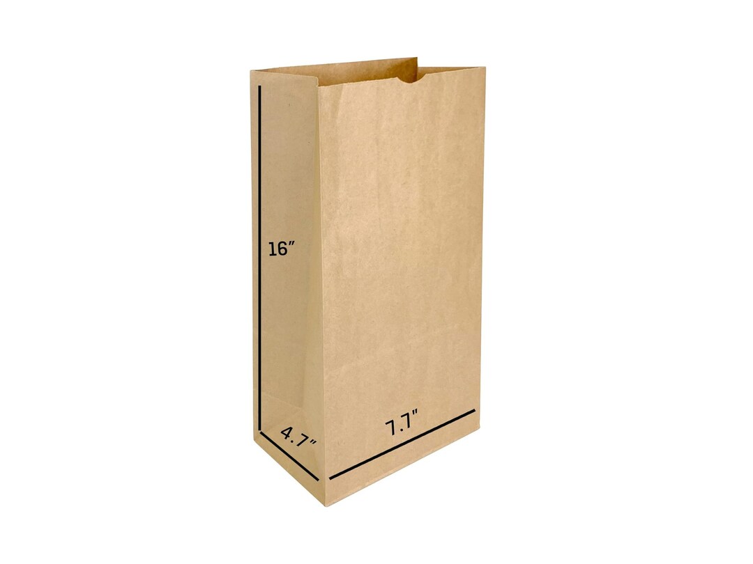 16 LB Capacity Brown Paper Lunch Bags, 7.7x 4.7x16 Ideal for Small