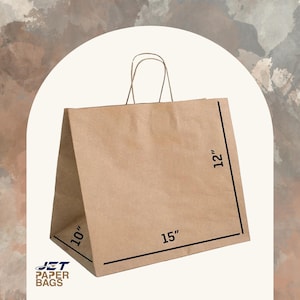 Brown Paper Bags with Twisted Handles 15x10x12 | Kraft Paper Bags, Ideal for Small Business, Restaurant, Gifts, Weddings, Shopping & Grocery