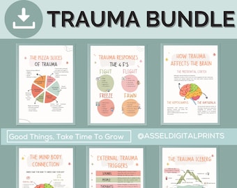 Bundel traumaposters, PTSS, therapiebureaudecor (digitale download)