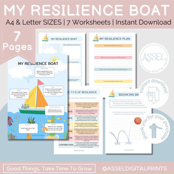 Resilience Boat Worksheet, Child Mental Well-being Resource, kids feelings, social emotional learning, classroom activities, play therapy