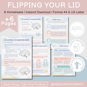 Flipping Your Lid Hand Model of the Brain Worksheet,Emotional Regulation ,Coping Skills,Upstairs Brain, Neuroscience Psychoeducation Handout