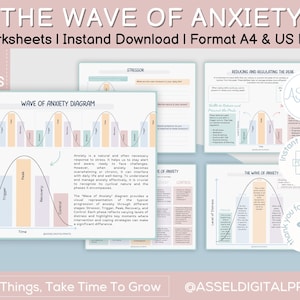 The Wave of Anxiety Worksheets, Anxiety Triggers, School Counselor, Coping Skills, Anxiety Relief, Therapy Worksheet, Emotional Regulation