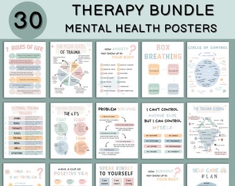30 Mental Health Posters Bundle | Therapist Office Decor (Digital Download)