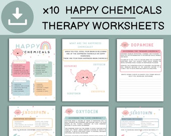 Happy Chemicals Therapy Worksheets, Mental Health Printable (Digital Download)