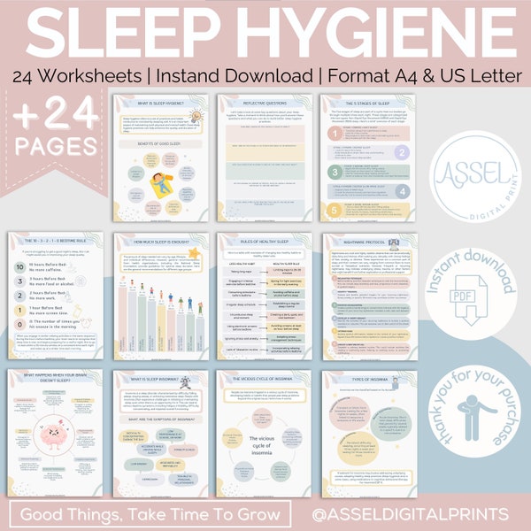 Sleep Hygiene worksheets,cbt worksheets, Insomnia Worksheets , sleep journal, sleep habits, sleep cycle, Dreams journal, Therapy Worksheets