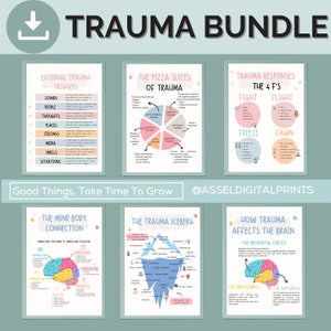 6er Set Trauma Poster, Trauma Poster, Trauma Antwort, PTBS, Trauma Deko für Büro, SEL, EMDR, SEL, EMDR