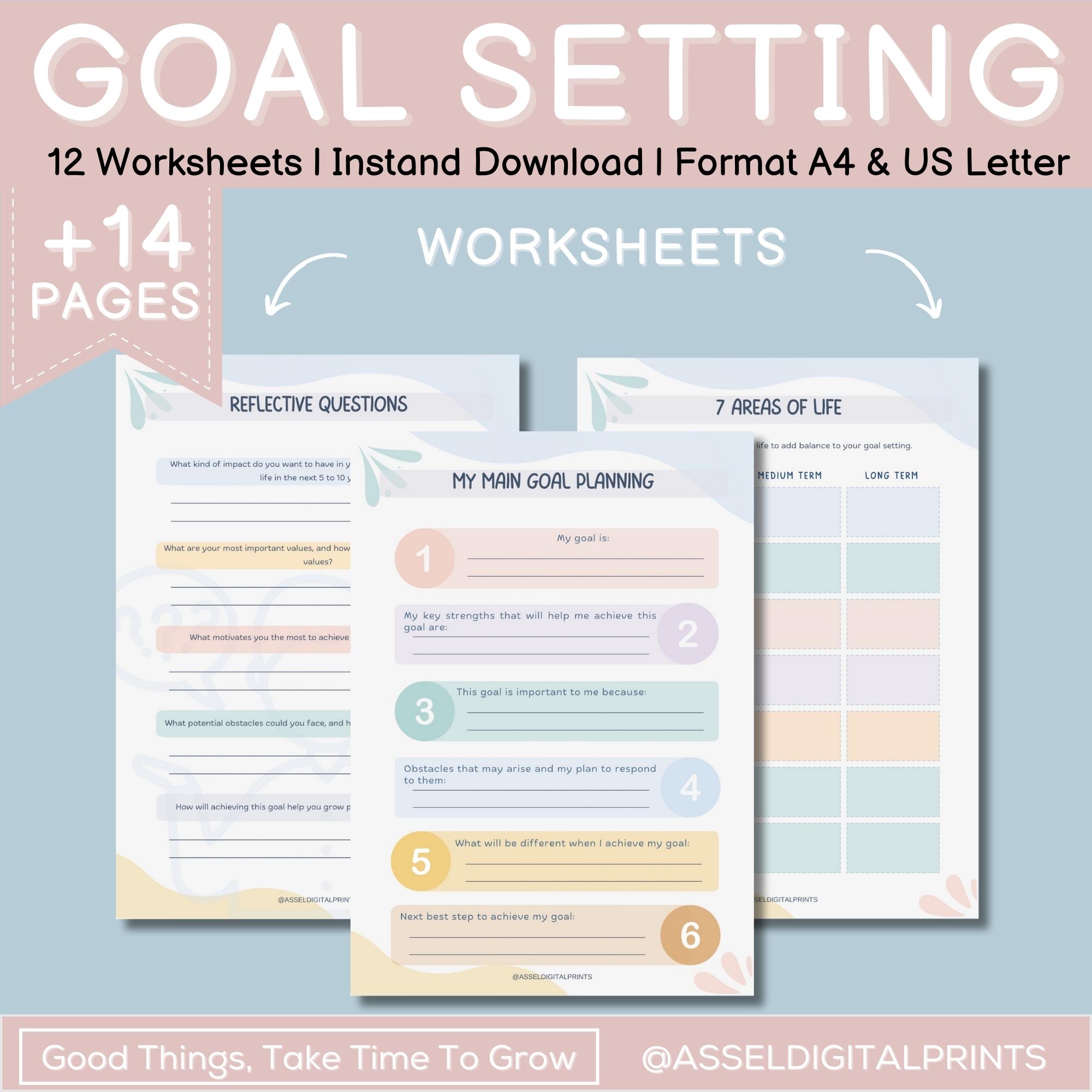 SMART Goal Setting Worksheet, Therapy Journal (PDF) - Etsy
