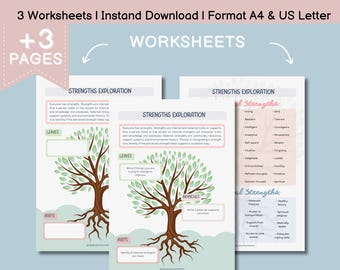 Tree of Strengths Worksheets, Teen Mental Health, Resilience (PDF)
