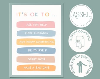Therapy Office Decor Poster, Calming Corner, Mental Health (Digital Download)
