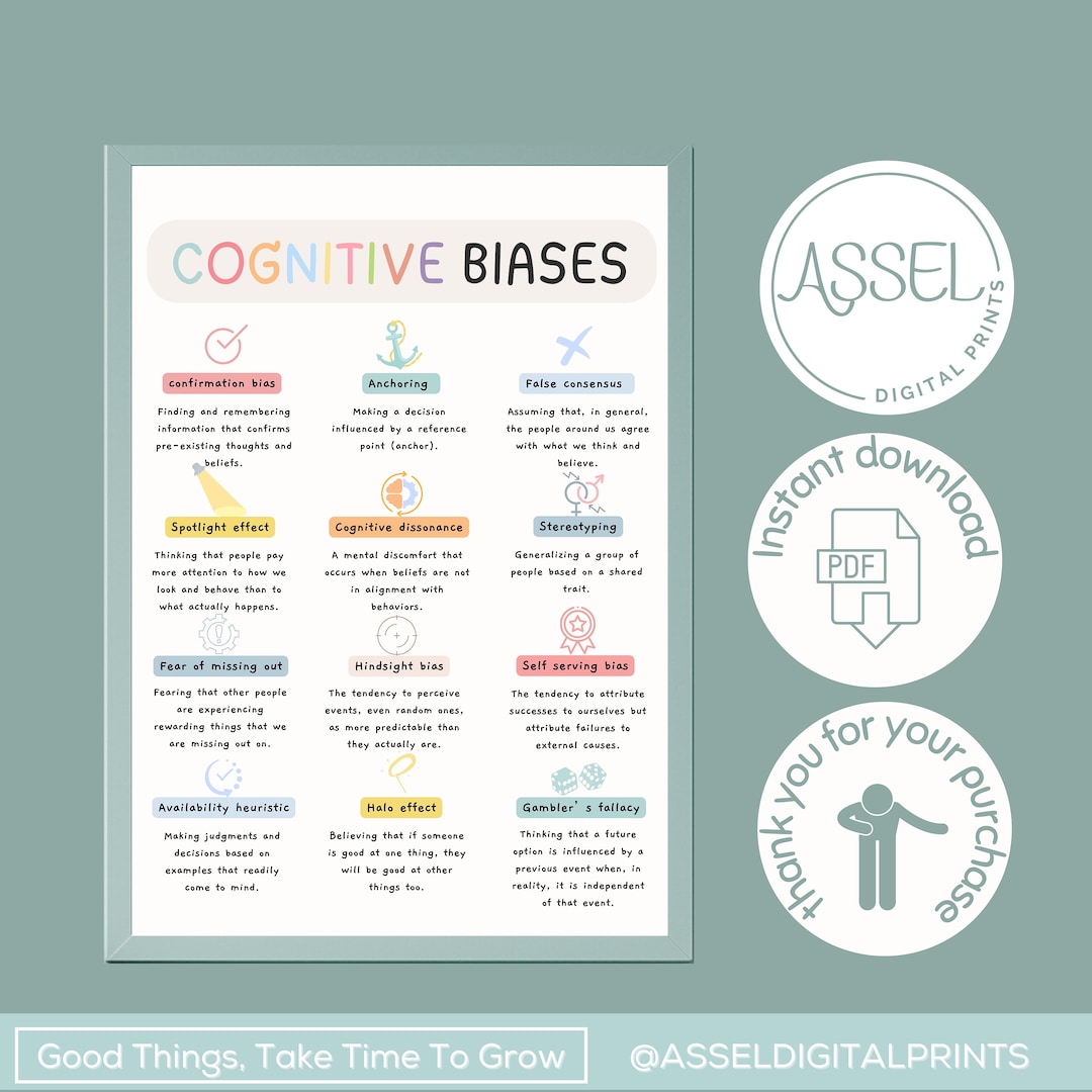 COGNITIVE BIAS Print, Cbt, Mental Health Poster, Therapy Office