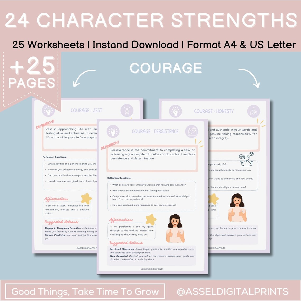 Character Strengths Worksheet Bundle, Teen Mental Health (PDF) - Etsy