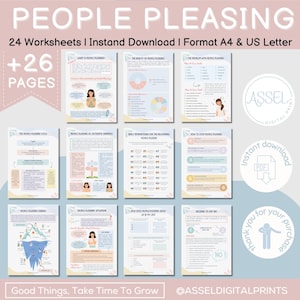 People Pleasing Workbook. Self-Help Worksheets,Assertive Communication, Healthy Relationships, Setting Healthy Boundaries, Therapy Resources