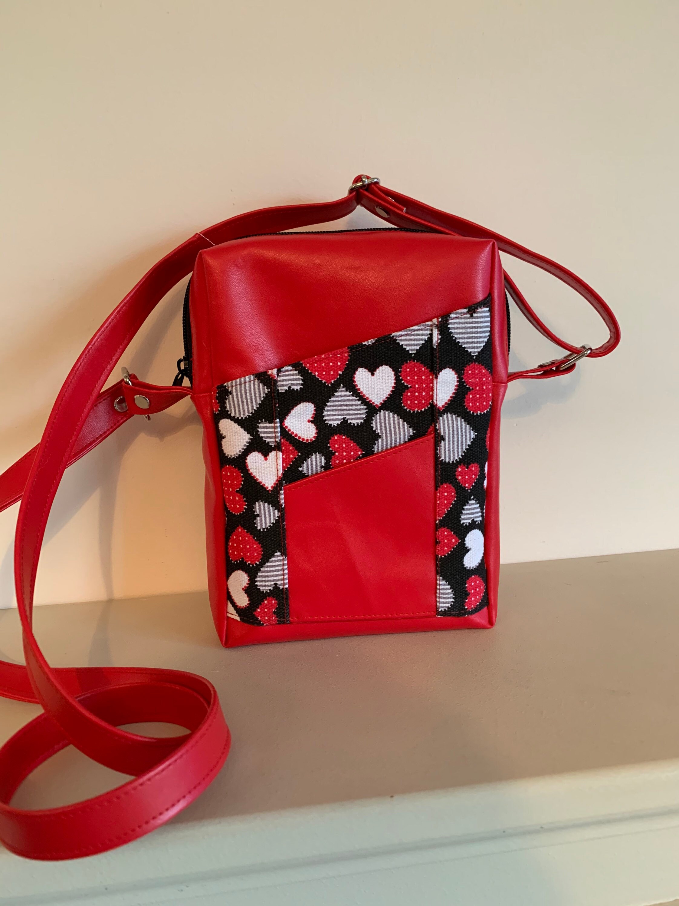 Handmade red hearts crossbody bag handbag Etsy