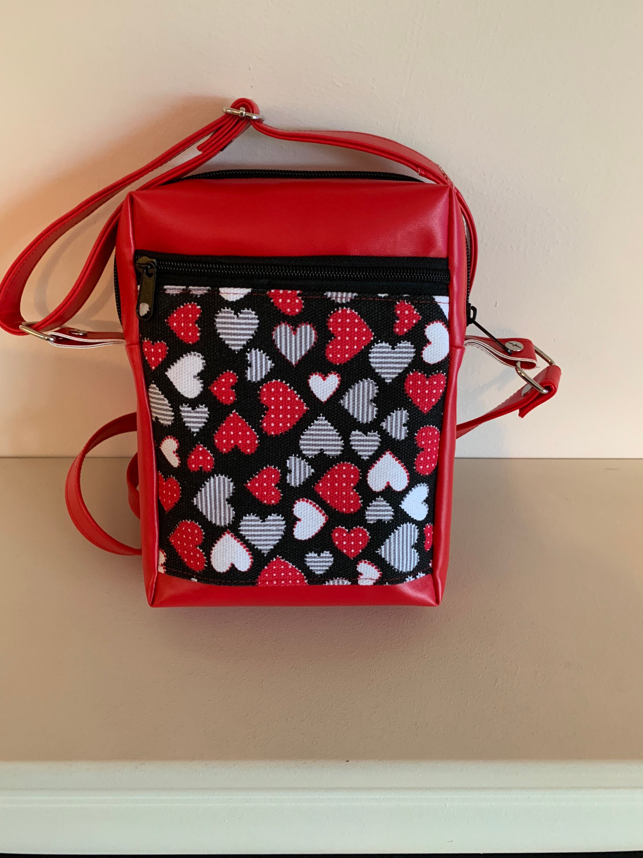 Handmade red hearts crossbody bag handbag Etsy