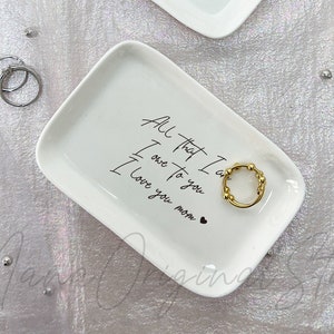 Mother of The Bride Ring Dish, Mother&#39;s Day Gift, Custom Ring Dish, Trinket Tray, Mom Ring Dish, Jewelry Dish For Mom, Ceramic Ring Dish