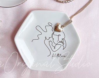 Porte-bagues Silhouette mère et enfant, porte-bijoux mère embrasse un bébé, porte-bagues personnalisé, vide-poche pour la fête des mères