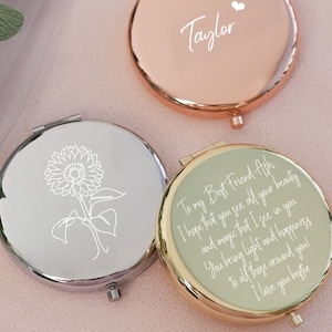 Custom Text/Logo Mirror, Personalized Compact Mirror, Bible Verse, Encouragement Quote, Bridesmaid Proposal, Christmas Gift for BFFs
