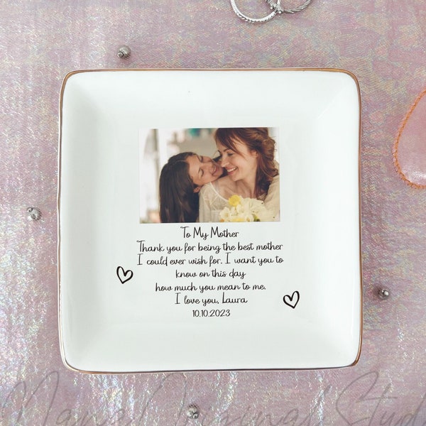 Personalized Mom Ring Dish, Mom Photo Jewelry Dish, Appreciate Mom Gift, To My Mom Trinket Dish, Mother of the Bride Gift, Wedding Gift