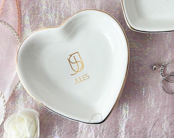 Monogram Mother Name Jewelry Dish, Personalized Minimalistic Tattoo Ring Dish, Jewelry Holder, Tattoo Name Trinket Dish, Gift For Her