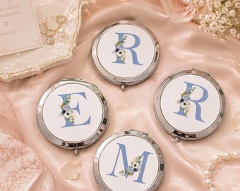 Personalized Compact Mirror for Bridesmaids, Custom Initial Mirror, Wedding Favor Gift, Bridal Shower Gift, Birthday Gift for Her