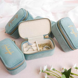 Joyero de viaje para novias, joyero de boda de verano, joyero para dama de honor, estuche de viaje portátil, joyero de terciopelo, regalo para fiestas.