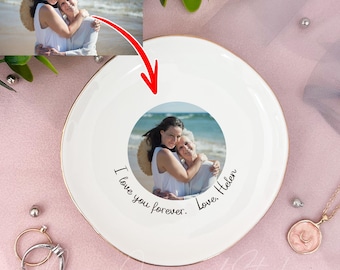 Personalized Mom Ring Dish, Appreciate Mom Gift, Custom Photo Jewelry Dish, To My Mom Trinket Dish, Mother of the Bride Gift