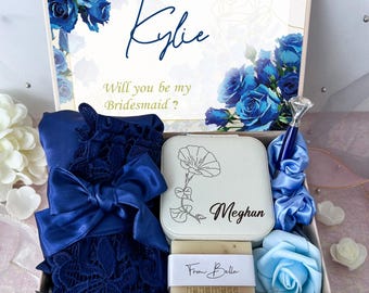 Marineblaue Hochzeitsgeschenkbox, Brautjungfer Vorschlagsbox, werden Sie meine Brautjungfer Box sein, Brautjungfer Bundle-Geschenkbox-Set, BrautGastgeschenke
