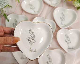 Personalisierte Ballett Ring Schale, Balletttänzer Schmuck Schale mit Namen, Tänzerin Zeichnung Schmuckstück Tablett, Tanz Geschenk für Mädchen, Tanzlehrer Geschenk